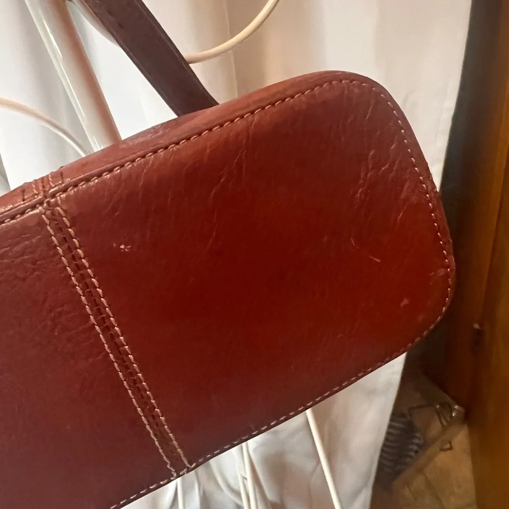Fossil Vintage Rich Brown Leather Bag with Key Charm